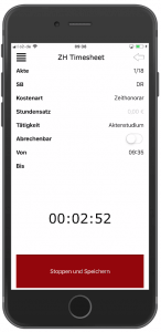 Screenshot RA-MICRO Zeiterfassung APP